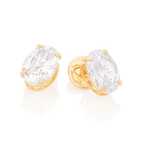 BRINCO SOLITÁRIO BANHADO A OURO 18K COM ZIRCÔNIAS