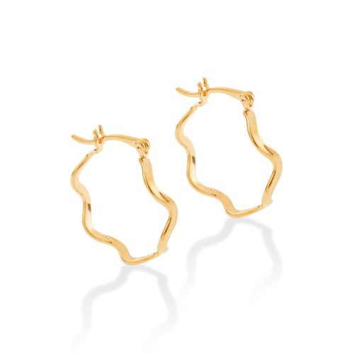 BRINCO ARGOLA ONDULADO BANHADO A OURO 18K