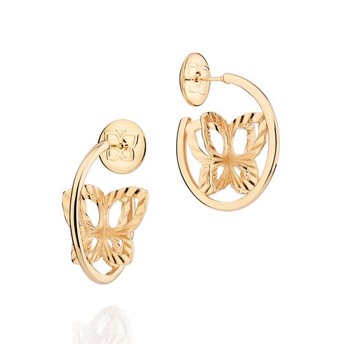BRINCO ARGOLA COM BORBOLETA BANHADO A OURO 18K