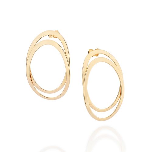 MAXI BRINCO OVAL VAZAZDO SOBREPOSTO BANHADO A OURO 18K