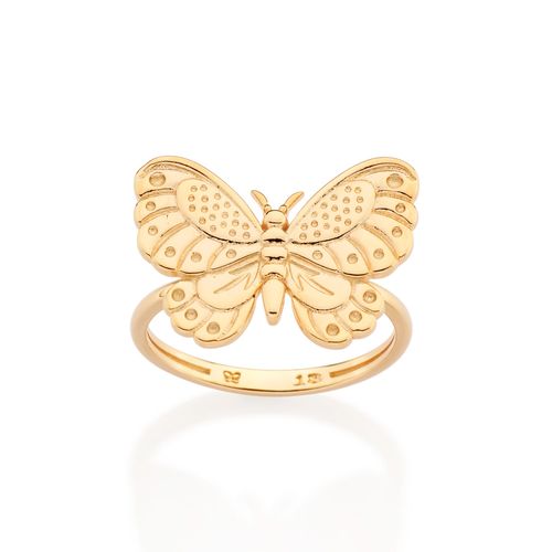 ANEL SKINNY BORBOLETA BANHADO A OURO 18K