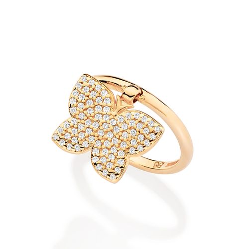 ANEL BORBOLETA BANHADO A OURO 18K COM ZIRCÔNIAS