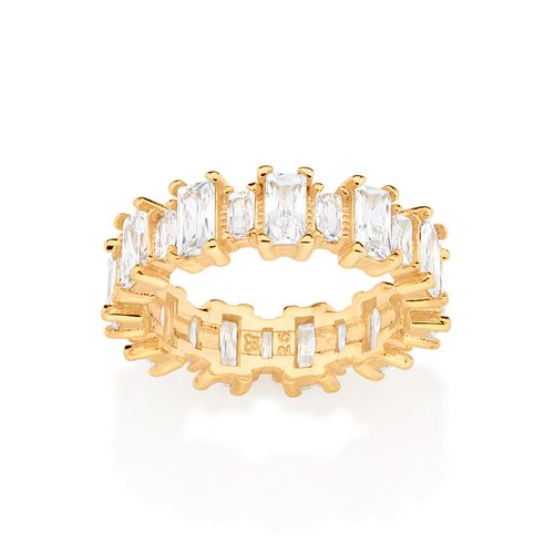 MEIA ALIANÇA BANHADA A OURO 18K COM ZIRCÔNIAS