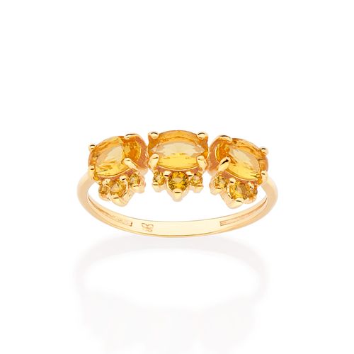 ANEL APARADOR BANHADO A OURO 18K COM ZIRCÔNIAS E CRISTAL