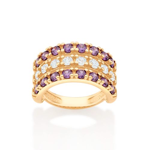 MAXI ANEL BANHADO A OURO 18K COM ZIRCÔNIAS