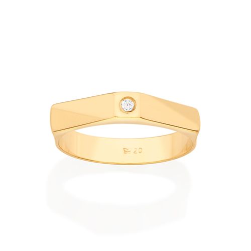 ALIANÇA ABSTRATA BANHADA A OURO 18K COM ZIRCÔNIA