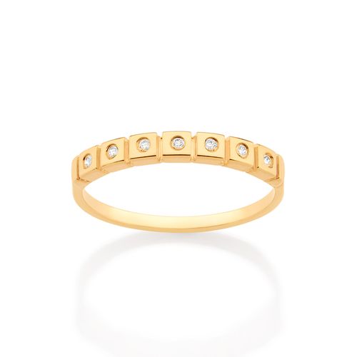 ANEL SKINNY QUADRADOS BANHADO A OURO 18K COM ZIRCÔNIAS