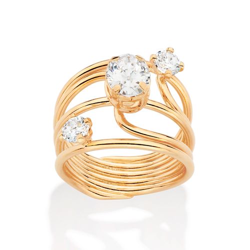 MAXI ANEL BANHADO A OURO 18K COM ZIRCÔNIAS