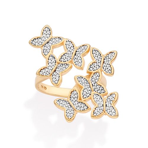 MAXI ANEL PANAPANÁ BANHADO A OURO 18K COM ZIRCÔNIAS COM APLICAÇÃO DE RHODIUM