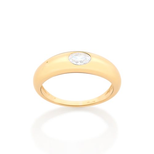 ANEL SOLITÁRIO BANHADO A OURO 18K COM ZIRCÔNIA