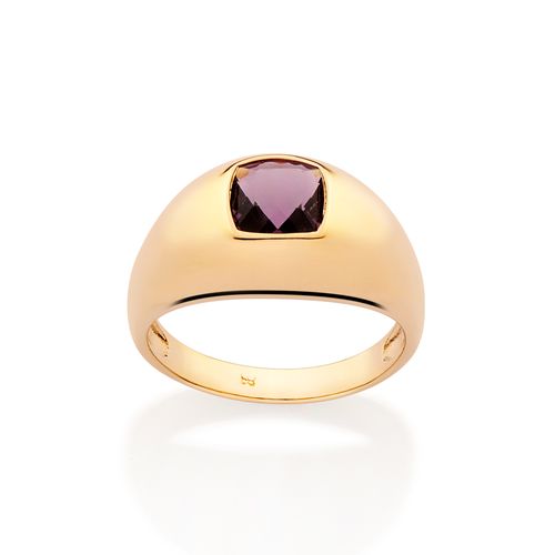 ANEL CLÁSSICO SOLITÁRIO BANHADO A OURO 18K COM CRISTAL