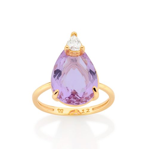 ANEL GOTA BANHADO A OURO 18K COM CRISTAL E ZIRCÔNIA