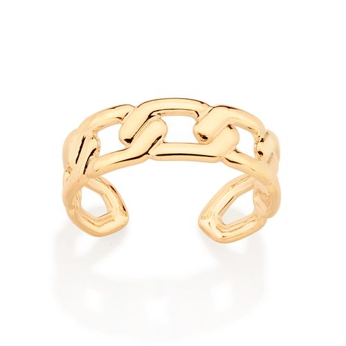 ANEL AJUSTÁVEL ELO DE CORRENTE BANHADO A OURO 18K