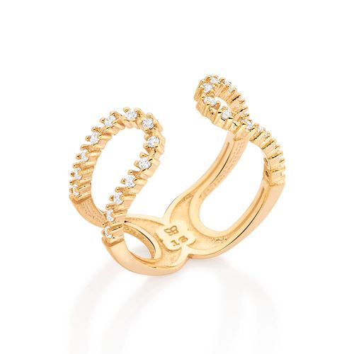 ANEL AJUSTÁVEL BANHADO A OURO 18K COM ZIRCÔNIAS