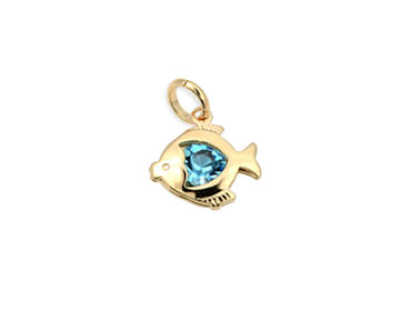 PINGENTE PEIXE COM CRISTAL BANHADO A OURO 18K