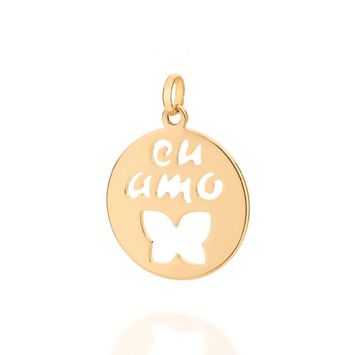 MEDALHA EU AMO ROMMANEL BANHADO A OURO 18K