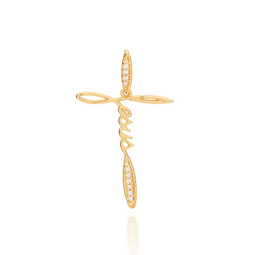 PINGENTE JESUS BANHADO A OURO 18K COM ZIRCÔNIAS