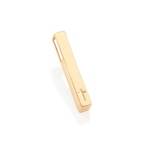 PINGENTE RETANGULAR CRUZ BANHADO A OURO 18K