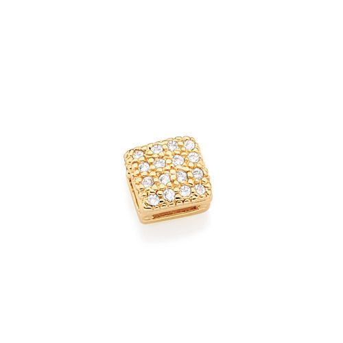 PINGENTE BANHADO A OURO 18K QUADRADO COM ZIRCÔNIAS