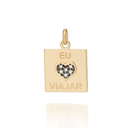 PINGENTE BANHADO A OURO 18K EU AMO VIAJAR