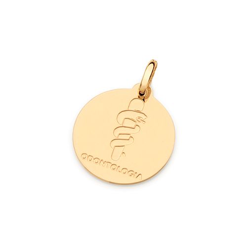 MEDALHA PROFISSÃO ODONTOLOGIA BANHADA A OURO 18K