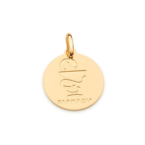 MEDALHA PROFISSÃO FARMÁCIA BANHADA A OURO 18K