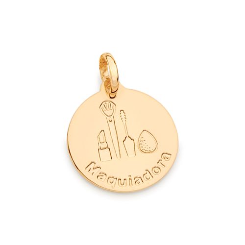 MEDALHA PROFISSÃO MAQUIADORA BANHADA A OURO 18K