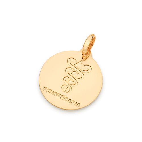 MEDALHA PROFISSÃO FISIOTERAPIA BANHADA A OURO 18K
