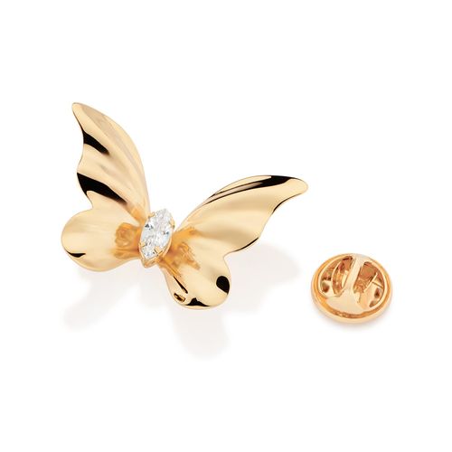 BROCHE BORBOLETA BANHADO A OURO 18K COM ZIRCÔNIA
