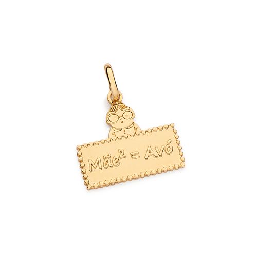 PINGENTE PLACA ESCRITO MÃE AVÓ BANHADO A OURO 18K