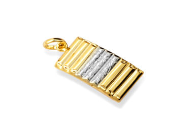 PINGENTE RETANGULAR BANHADO A OURO 18K COM APLICAÇÃO DE RHODIUM