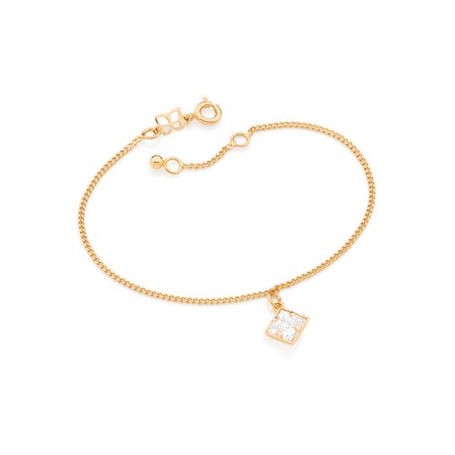 PULSEIRA BANHADA A OURO 18K COM ZIRCÔNIA QUADRADA
