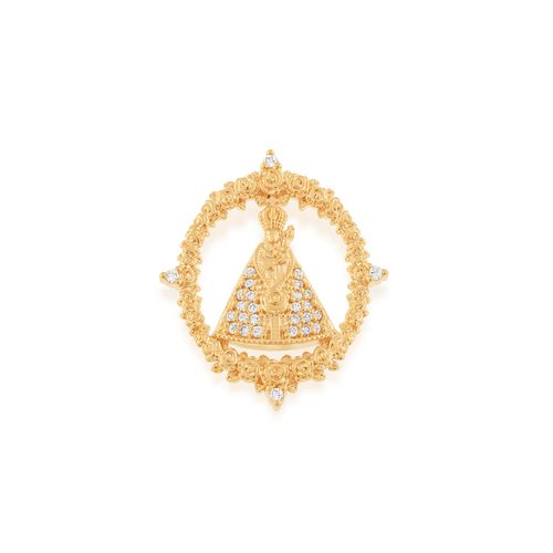 PINGENTE CÍRIO DE NAZARÉ BANHADO A OURO 18K COM ZIRCÔNIAS
