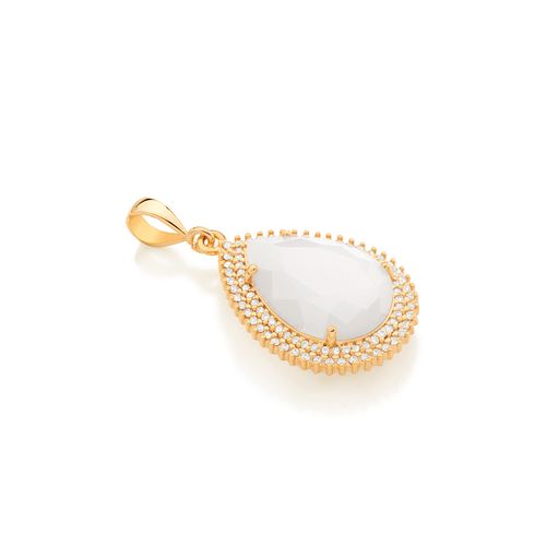 PINGENTE GOTA BANHADO A OURO 18K COM ZIRCÔNIAS E CRISTAL