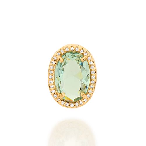 PINGENTE OVAL BANHADO A OURO 18K COM CRISTAL E ZIRCÔNIAS