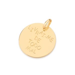 MEDALHA LIVRAI-ME DE TODO MAL BANHADA A OURO 18K