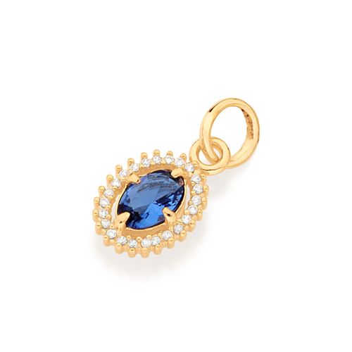 PINGENTE OVAL COM ZIRCÔNIAS BANHADO A OURO 18K