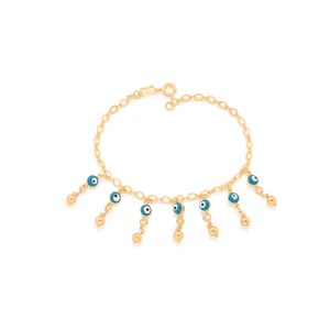 PULSEIRA FORMADA POR OLHOS GREGOS BANHADA A OURO 18K