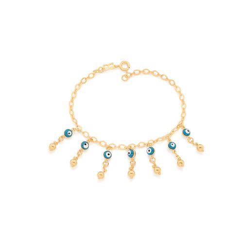 PULSEIRA FORMADA POR OLHOS GREGOS BANHADA A OURO 18K