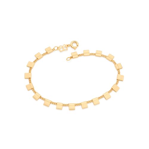 PULSEIRA COM MEDALHAS QUADRADAS BANHADA A OURO 18K