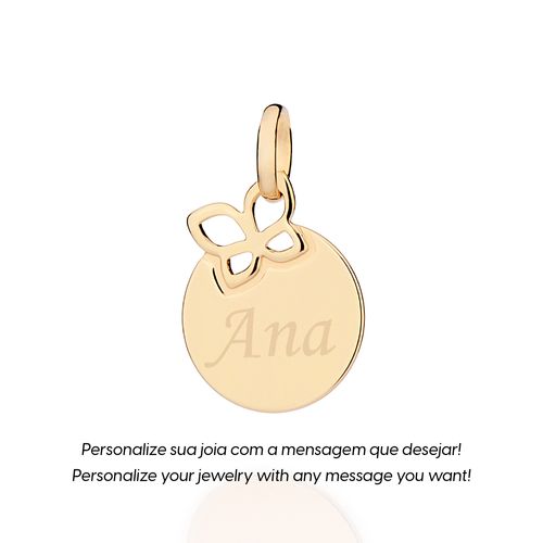 PINGENTE PERSONALIZÁVEL COM LOGO ROMMANEL VAZADO BANHADO A OURO 18K