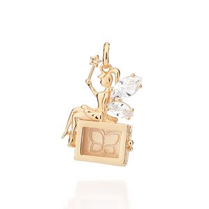 PINGENTE CAIXA FADA DO DENTE BANHADO A OURO 18K COM ZIRCÔNIAS