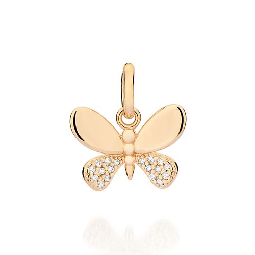 PINGENTE BORBOLETA BANHADO A OURO 18K COM ZIRCÔNIAS