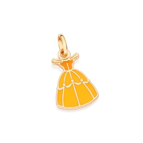 PINGENTE VESTIDO BELA BANHADO A OURO 18K COM APLICAÇÃO DE RESINA