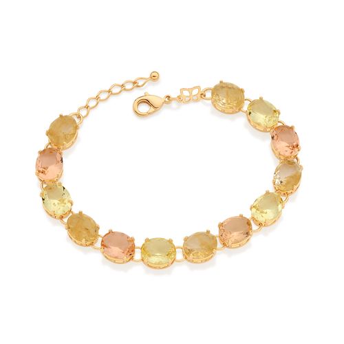 PULSEIRA BANHADA A OURO 18K COM CRISTAIS OVAIS