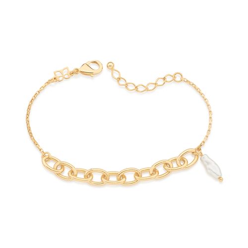 PULSEIRA BANHADA A OURO 18K COM PÉROLA BARROCA DISFORME