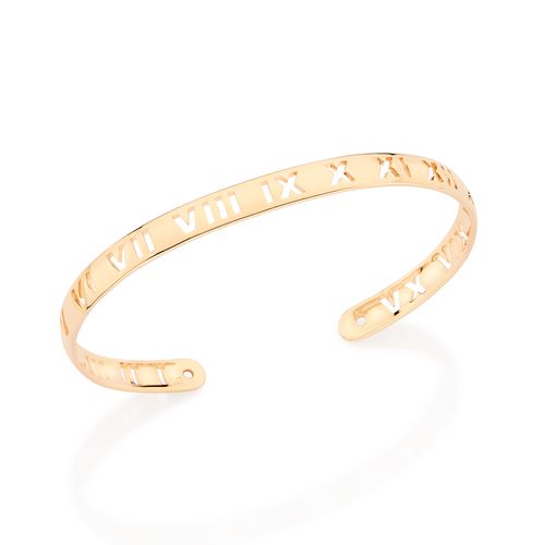 BRACELETE COM ALGARISMOS ROMANOS BANHADO A OURO 18K