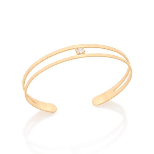 BRACELETE BANHADO A OURO 18K COM ZIRCÔNIA CARRÊ