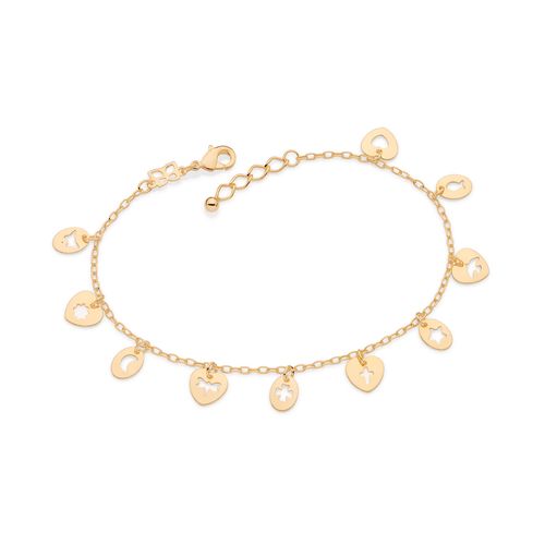 PULSEIRA COM PINGENTES BANHADA A OURO 18K