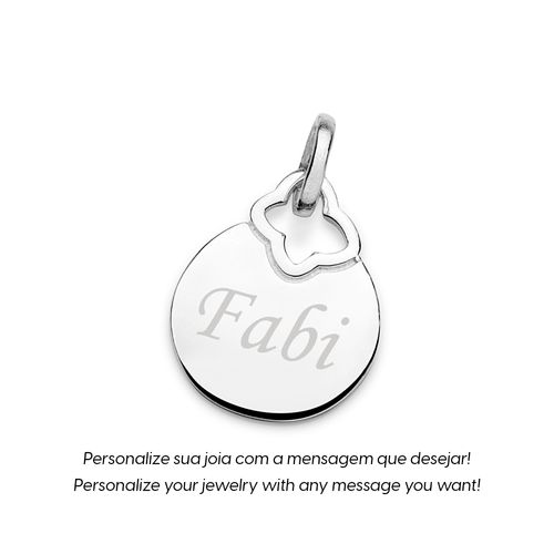 PINGENTE PERSONALIZÁVEL COM LOGO ROMMANEL VAZADO DE PRATA MACIÇA 925